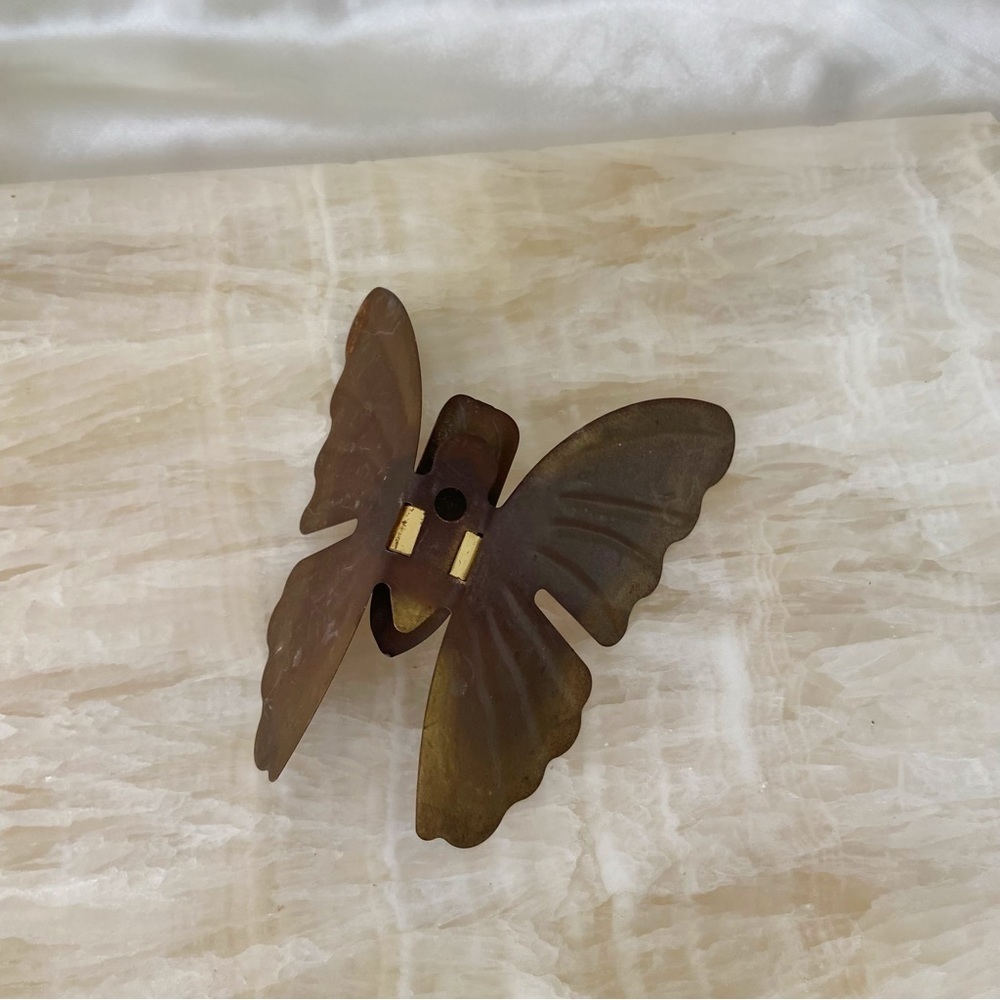Vintage 60s brass gold metal butterfly home decor wall hanging midcentury - Picture 3 of 3